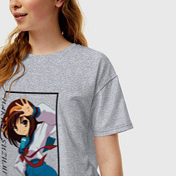 Футболка оверсайз женская Меланхолия Харухи Судзумии Харухи Судзумия, цвет: меланж — фото 2