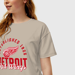 Футболка оверсайз женская Detroit Red Wings Детройт Ред Вингз, цвет: миндальный — фото 2