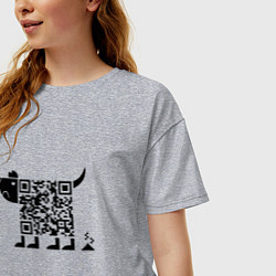 Футболка оверсайз женская QR DOG QR КОД, цвет: меланж — фото 2