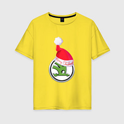 Футболка оверсайз женская Skoda Merry Christmas, цвет: желтый