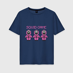 Футболка оверсайз женская Squid Game 8 Bit, цвет: тёмно-синий