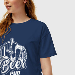 Футболка оверсайз женская Beer pub, цвет: тёмно-синий — фото 2