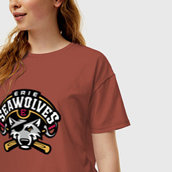 Футболка оверсайз женская Sea Wolves - baseball team, цвет: кирпичный — фото 2