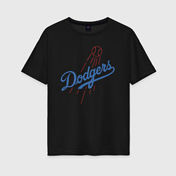 Футболка оверсайз женская Los Angeles Dodgers baseball, цвет: черный