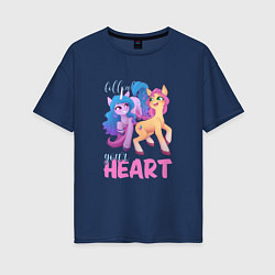 Футболка оверсайз женская My Little Pony Follow your heart, цвет: тёмно-синий