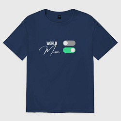 Футболка оверсайз женская All I need is music, цвет: тёмно-синий