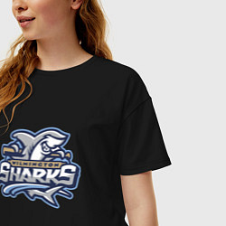 Футболка оверсайз женская Wilmington sharks -baseball team, цвет: черный — фото 2