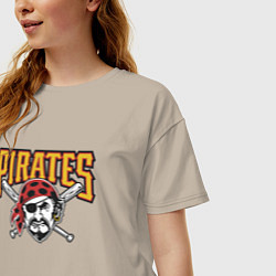 Футболка оверсайз женская Pittsburgh Pirates - baseball team, цвет: миндальный — фото 2