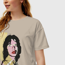 Футболка оверсайз женская Andy Warhol - Mick Jagger pop art, цвет: миндальный — фото 2