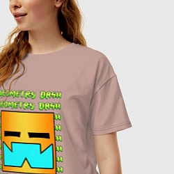 Футболка оверсайз женская GEOMETRY DASH КЛАССИКА УРОВЕНЬ, цвет: пыльно-розовый — фото 2
