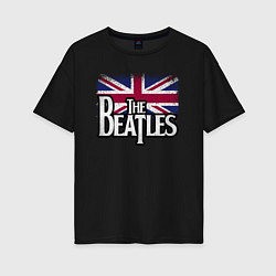 Футболка оверсайз женская The Beatles Great Britain Битлз, цвет: черный