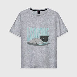 Футболка оверсайз женская Загрузка Кот программист, цвет: меланж