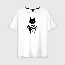 Женская футболка оверсайз Stray: Black Logo