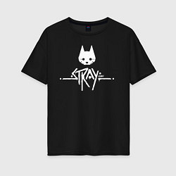 Женская футболка оверсайз Stray: White Logo