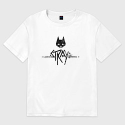 Футболка оверсайз женская Stray: Black Logo, цвет: белый