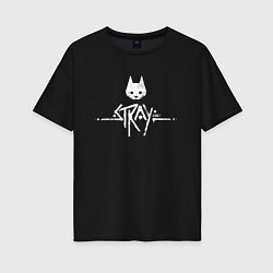 Женская футболка оверсайз Stray: White Logo