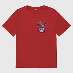 Футболка оверсайз женская Крошка Тина в кармане, цвет: красный