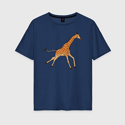 Футболка оверсайз женская Жираф бегущий, цвет: тёмно-синий