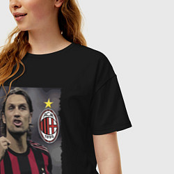 Футболка оверсайз женская Paolo Cesare Maldini - Milan, captain, цвет: черный — фото 2