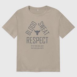 Футболка оверсайз женская Кровь Пот Уважение Скала, цвет: миндальный