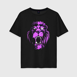 Футболка оверсайз женская Neon vanguard lion, цвет: черный