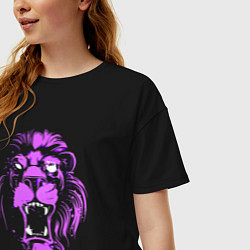 Футболка оверсайз женская Neon vanguard lion, цвет: черный — фото 2