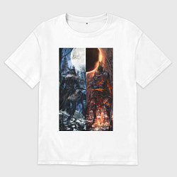 Футболка оверсайз женская Dark Souls x Bloodborne Дарк Соулс, цвет: белый