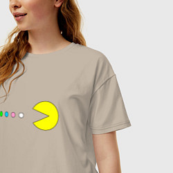 Футболка оверсайз женская Pac - man Для пары, цвет: миндальный — фото 2