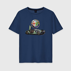 Футболка оверсайз женская Alfa Romeo - Racing, цвет: тёмно-синий