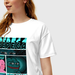 Футболка оверсайз женская Pepega и мемы Пиксель арт, цвет: белый — фото 2