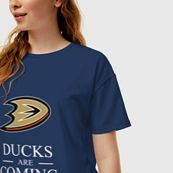 Футболка оверсайз женская Ducks Are Coming, Анахайм Дакс, Anaheim Ducks, цвет: тёмно-синий — фото 2