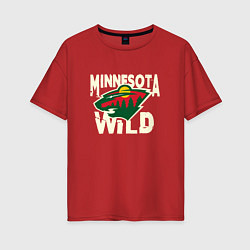 Футболка оверсайз женская Миннесота Уайлд, Minnesota Wild, цвет: красный