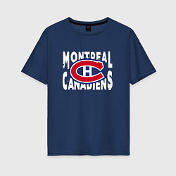 Футболка оверсайз женская Монреаль Канадиенс, Montreal Canadiens, цвет: тёмно-синий