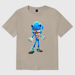 Футболка оверсайз женская Соник EXE, цвет: миндальный