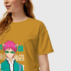 Футболка оверсайз женская Ох уж этот экстрасенс Сайки Кусуо!, Кусуо Сайки Ku, цвет: горчичный — фото 2