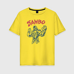 Футболка оверсайз женская Самбо горилла в ярости, цвет: желтый