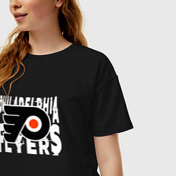 Футболка оверсайз женская Филадельфия Флайерз , Philadelphia Flyers, цвет: черный — фото 2