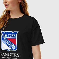 Футболка оверсайз женская Rangers are coming, Нью Йорк Рейнджерс, New York R, цвет: черный — фото 2