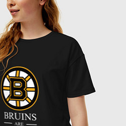 Футболка оверсайз женская Boston are coming, Бостон Брюинз, Boston Bruins, цвет: черный — фото 2