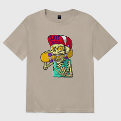 Футболка оверсайз женская Skate or die!, цвет: миндальный