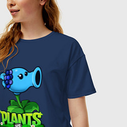 Футболка оверсайз женская Plants vs Zombies Морозный Горох, цвет: тёмно-синий — фото 2