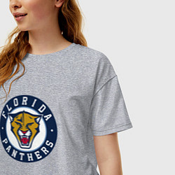 Футболка оверсайз женская Florida Panthers Флорида Пантерз Логотип, цвет: меланж — фото 2