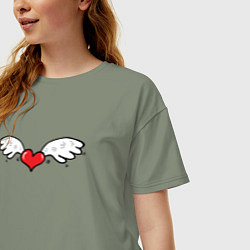 Футболка оверсайз женская HA КРЫЛЬЯХ ЛЮБВИ, цвет: авокадо — фото 2