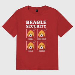 Футболка оверсайз женская Бигль - Охрана, цвет: красный