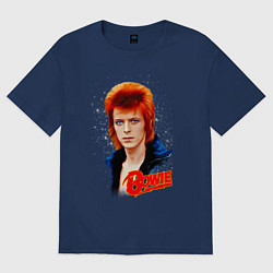 Футболка оверсайз женская David Bowie Blue Jacket, цвет: тёмно-синий