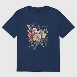 Футболка оверсайз женская Spring mood Flower, цвет: тёмно-синий