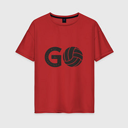 Футболка оверсайз женская Go Volleyball, цвет: красный