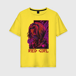 Футболка оверсайз женская Красная девушка в маске, цвет: желтый
