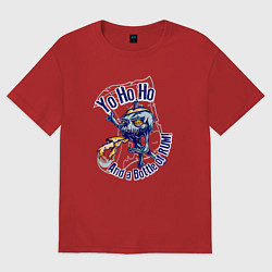 Футболка оверсайз женская Череп Йо Хо Хо, цвет: красный
