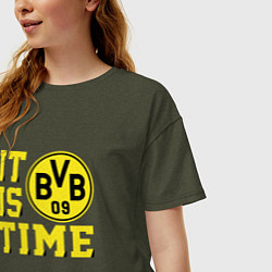 Футболка оверсайз женская Borussia Dortmund Боруссия Дортмунд, цвет: меланж-хаки — фото 2